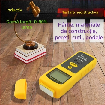 Măsurător de umiditate inductiv pentru pereți și structuri; tester de umiditate pentru carton, hârtie și lemn