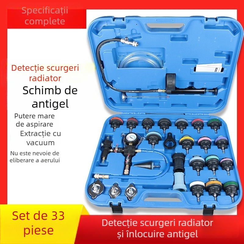 Set auto de detectare a scurgerilor din sistemul de răcire, test de presiune, 28 piese, kit vid pentru înlocuirea lichidului de răcire