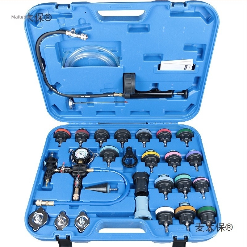 Set auto de detectare a scurgerilor din sistemul de răcire, test de presiune, 28 piese, kit vid pentru înlocuirea lichidului de răcire