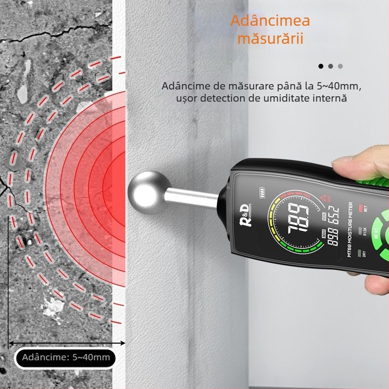 Detector de umiditate inductiv pentru lemn, pereți, podele, plăci și toalete
