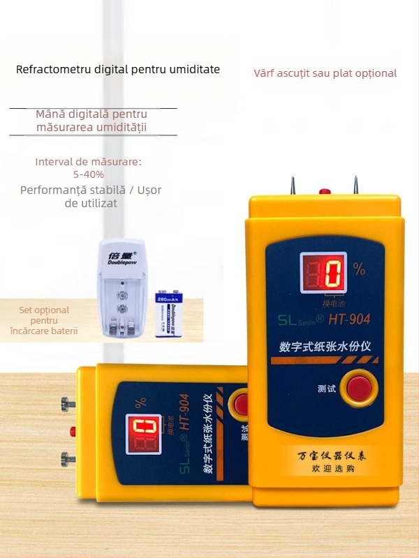HT904 Măsurător digital de umiditate pentru hârtie – metodă inductivă, pentru carton și carton ondulat