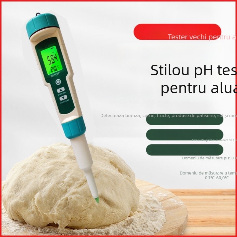 Metru pH portabil pentru aluat, sol, carne, cosmetice și brânză – afișaj digital