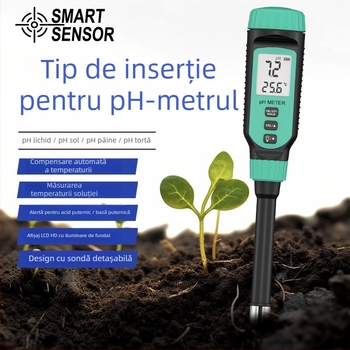 PH818T – pH metru portabil de la Hima – afișaj digital, sondă ascuțită, interval pH 0.0–14.0, precizie ±0.1 pH, compensare de temperatură 0–70°C, alimentare 1.5V
