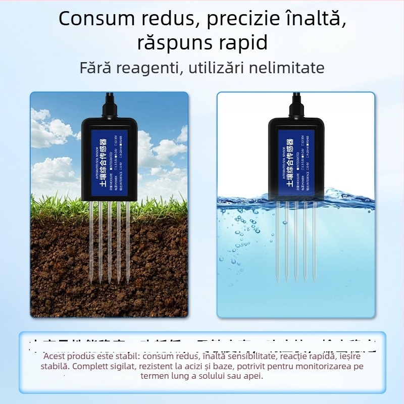Test de sol multiparametric pentru umiditate, temperatură și pH — model Zts-3000sl-tr-*, sondă din oțel inoxidabil 361, IP68, greutate 300 g