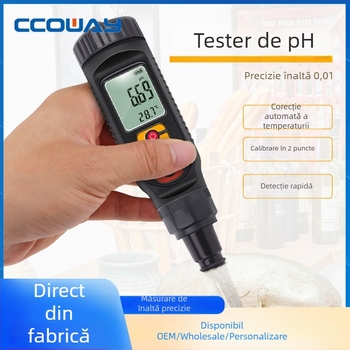 Tester portabil de pH PH-08 pentru acvariu — interval 0–14 pH, acuratețe 0.1 pH, afișaj LCD, electrodă compozită, compensare de temperatură 0–50°C