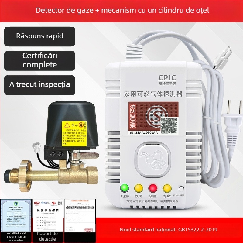 Detector de alarmă pentru gaze cu rază de 360°, metan/propan, 220V, modelul 310