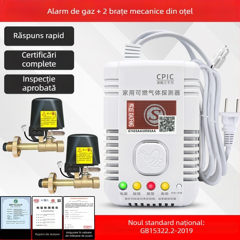 Detector de alarmă pentru gaze cu rază de 360°, metan/propan, 220V, modelul 310