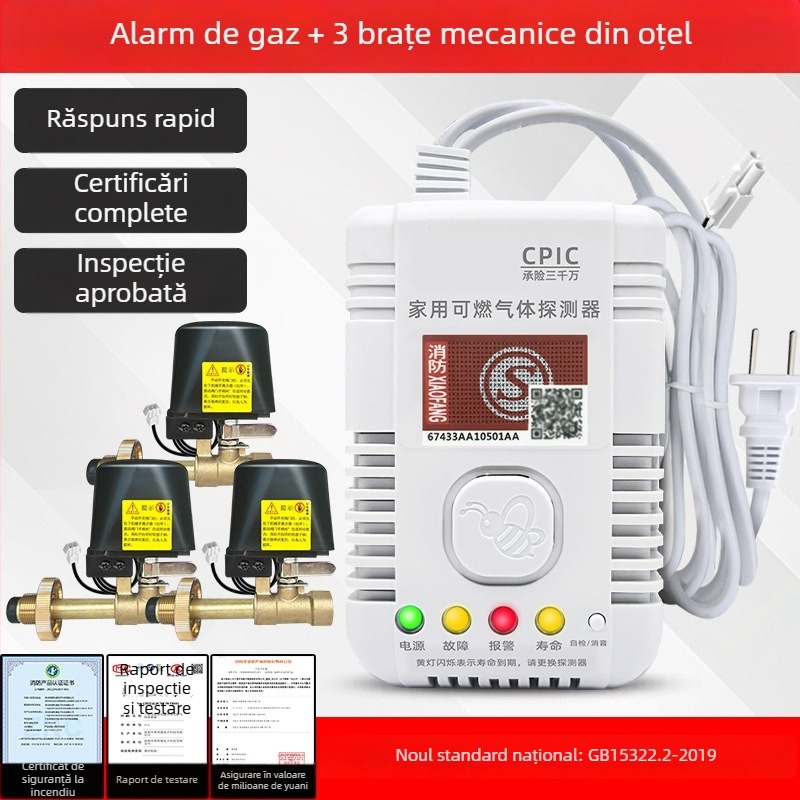 Detector de alarmă pentru gaze cu rază de 360°, metan/propan, 220V, modelul 310
