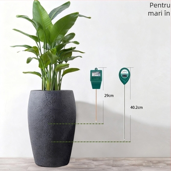 Tester de sol extins, lungime totală 40,1 cm, măsurarea umidității și a pH-ului solului, procesare a temperaturii, personalizabil