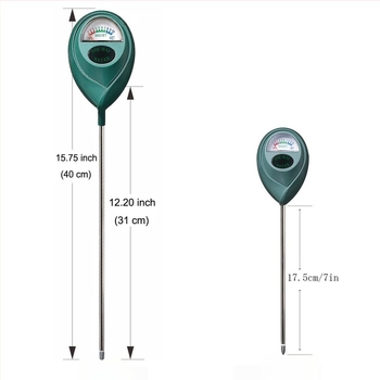 Tester de sol extins, lungime totală 40,1 cm, măsurarea umidității și a pH-ului solului, procesare a temperaturii, personalizabil