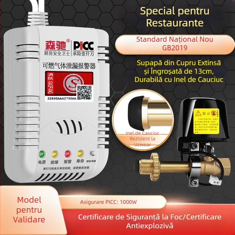 Senchi MQ08 Alarmă fixă pentru scurgeri de gaz cu supapă de întrerupere automată pentru gaze combustibile