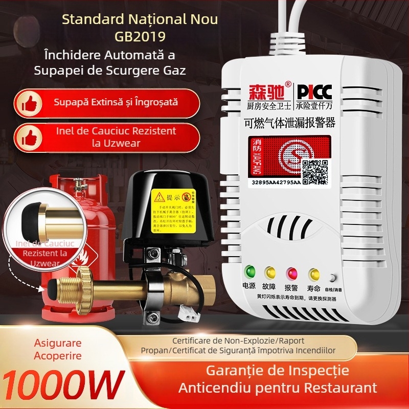 Senchi MQ08 Alarmă fixă pentru scurgeri de gaz cu supapă de întrerupere automată pentru gaze combustibile