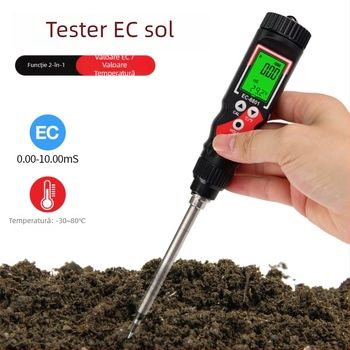 Test EC pentru sol, aparat 2 în 1 pentru conductivitate și temperatură, afișaj digital de înaltă precizie pentru hidroponie în seră
