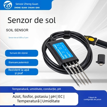 Senzor pentru monitorizarea solului USB 8 în 1: EC, temperatura, umiditate a solului, pH și NPK