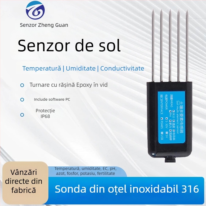 Senzor pentru monitorizarea solului USB 8 în 1: EC, temperatura, umiditate a solului, pH și NPK