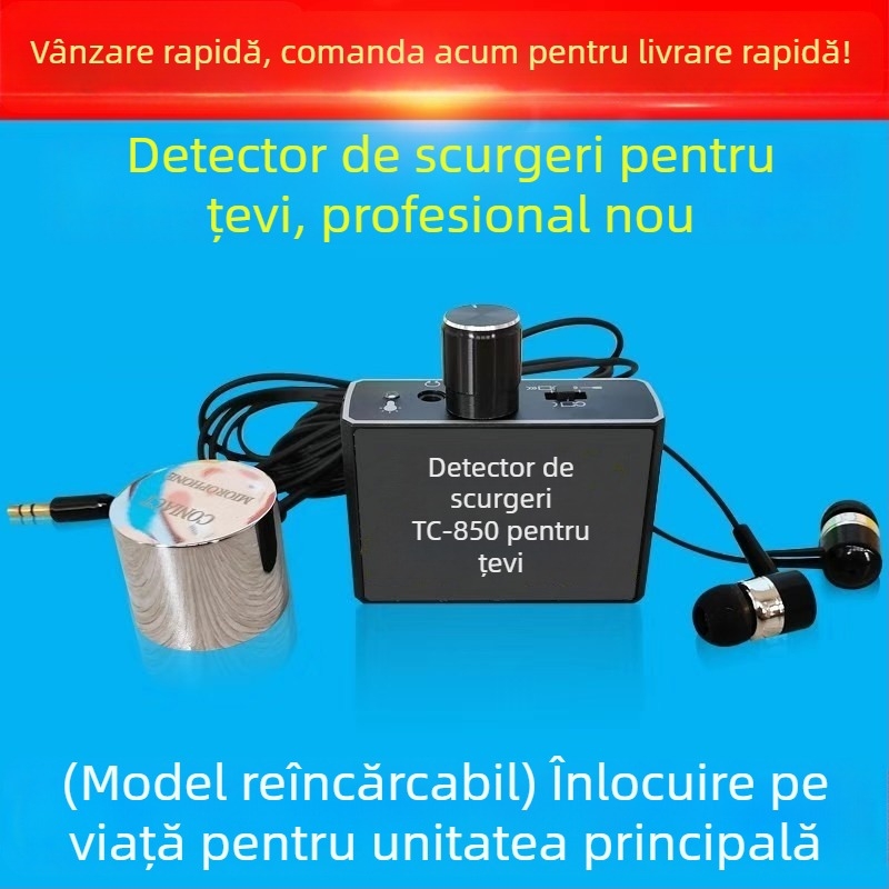 Detector de scurgeri pentru conducte de apă, cu amplificare audio și precizie înaltă
