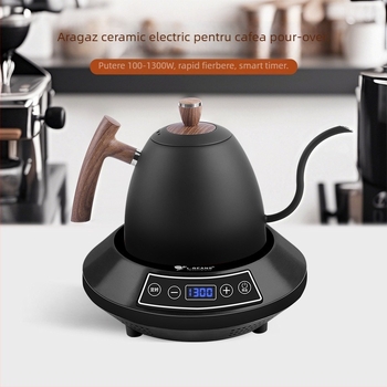 Cafetieră cu cioc lung pentru preparare manuală a cafelei, din oțel inoxidabil, încălzire electrică, marca l-ebans, posibilitatea imprimării logo-ului, lansare în 2024