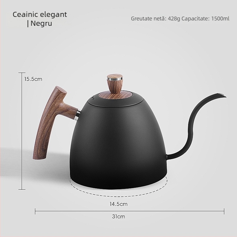 Cafetieră cu cioc lung pentru preparare manuală a cafelei, din oțel inoxidabil, încălzire electrică, marca l-ebans, posibilitatea imprimării logo-ului, lansare în 2024