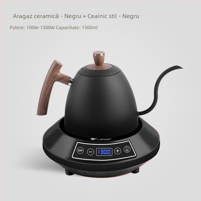 Cafetieră cu cioc lung pentru preparare manuală a cafelei, din oțel inoxidabil, încălzire electrică, marca l-ebans, posibilitatea imprimării logo-ului, lansare în 2024