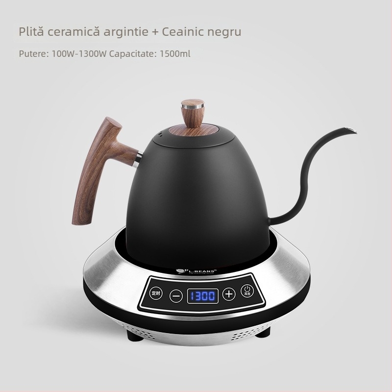 Cafetieră cu cioc lung pentru preparare manuală a cafelei, din oțel inoxidabil, încălzire electrică, marca l-ebans, posibilitatea imprimării logo-ului, lansare în 2024