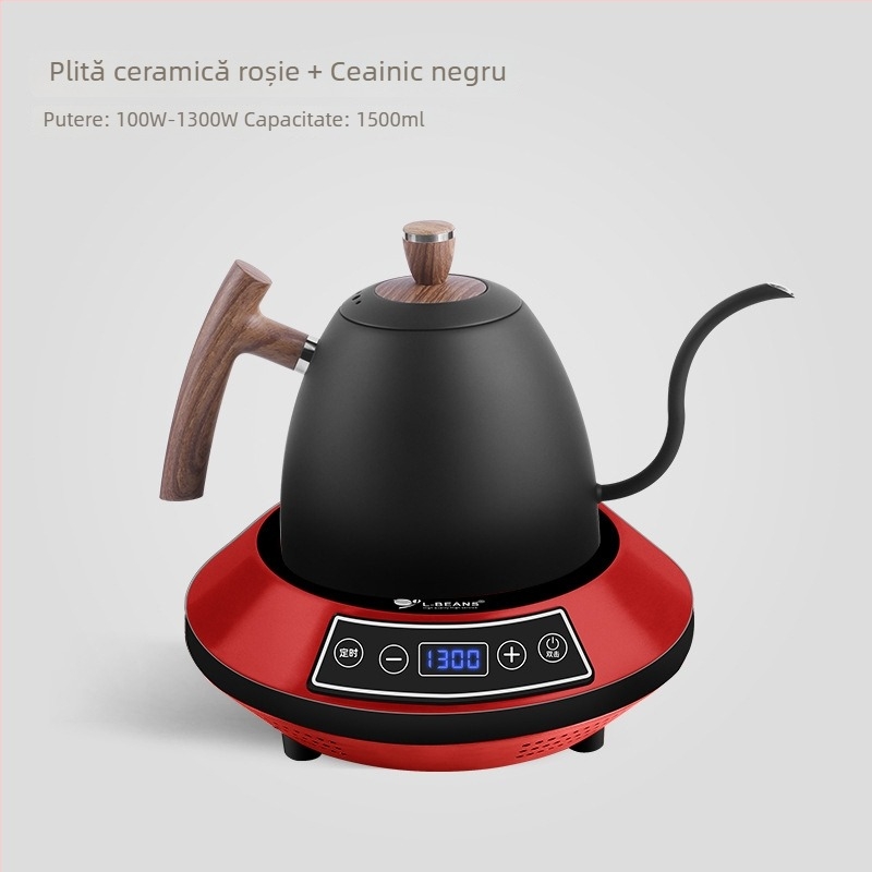 Cafetieră cu cioc lung pentru preparare manuală a cafelei, din oțel inoxidabil, încălzire electrică, marca l-ebans, posibilitatea imprimării logo-ului, lansare în 2024