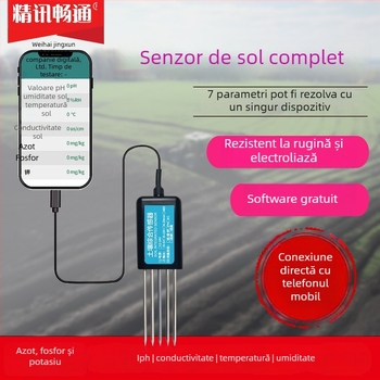 Senzor de sol șapte în unu: temperatură, umiditate, NPK, EC și pH, model Jxbs-3001-tr