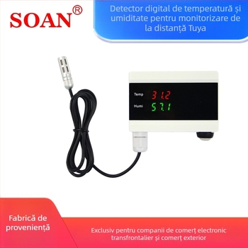 Detector inteligent de temperatură și umiditate cu WiFi, înregistrator și controler, montat pe perete