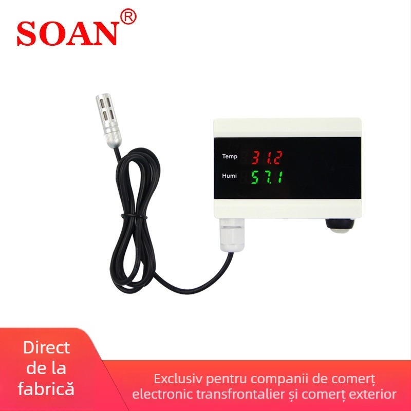 Detector inteligent de temperatură și umiditate cu WiFi, înregistrator și controler, montat pe perete