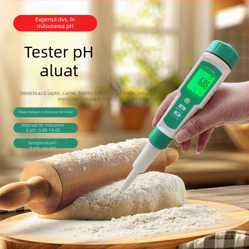 Măsurător de pH portabil, afișaj digital, sondă din sticlă, interval de măsurare 0-14 pH, model SY-1030