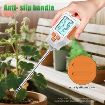 Tester de sol 7 în 1: pH ±0,5, Umiditate ±10%, EC, Lumină, Fertilitate