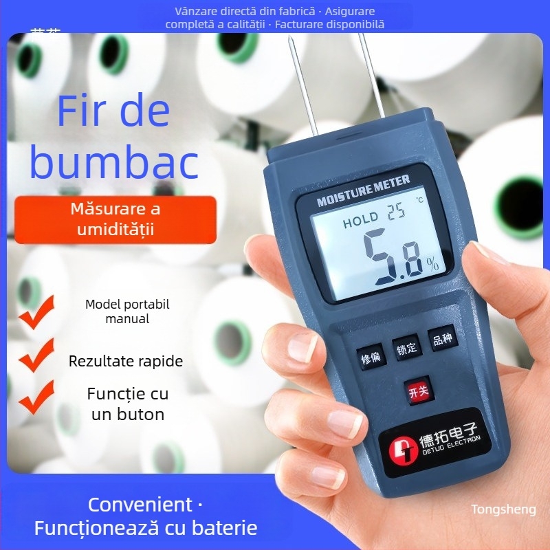 Umidometru pentru fir de bumbac – potrivit pentru pânză, fibre textile și materiale din lemn; Model: Cotton Yarn