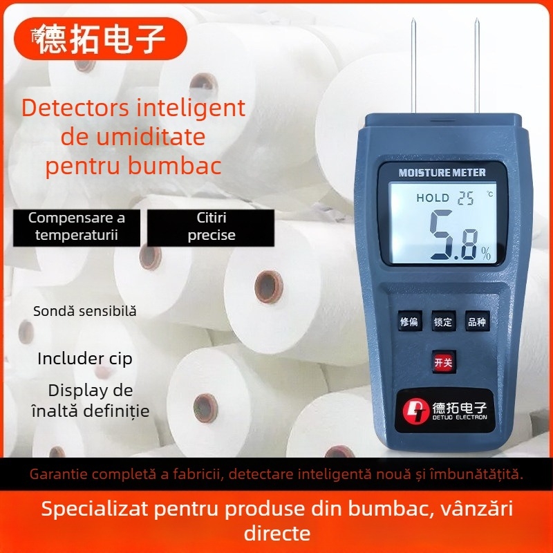 Umidometru pentru fir de bumbac – potrivit pentru pânză, fibre textile și materiale din lemn; Model: Cotton Yarn