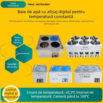Baie de apă de laborator cu control digital al temperaturii - rezervor din oțel inoxidabil, Model Hh-4j, Intervalul de temperatură de la temperatura ambientală până la 99,9°C, Precizie ±0,5°C