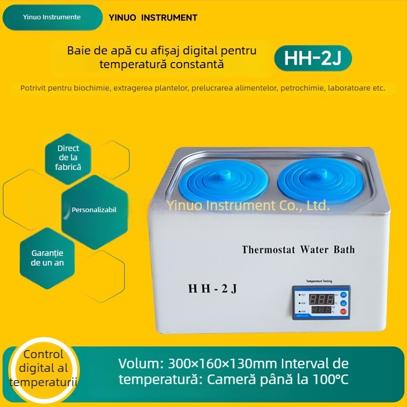 Baie de apă de laborator cu control digital al temperaturii - rezervor din oțel inoxidabil, Model Hh-4j, Intervalul de temperatură de la temperatura ambientală până la 99,9°C, Precizie ±0,5°C