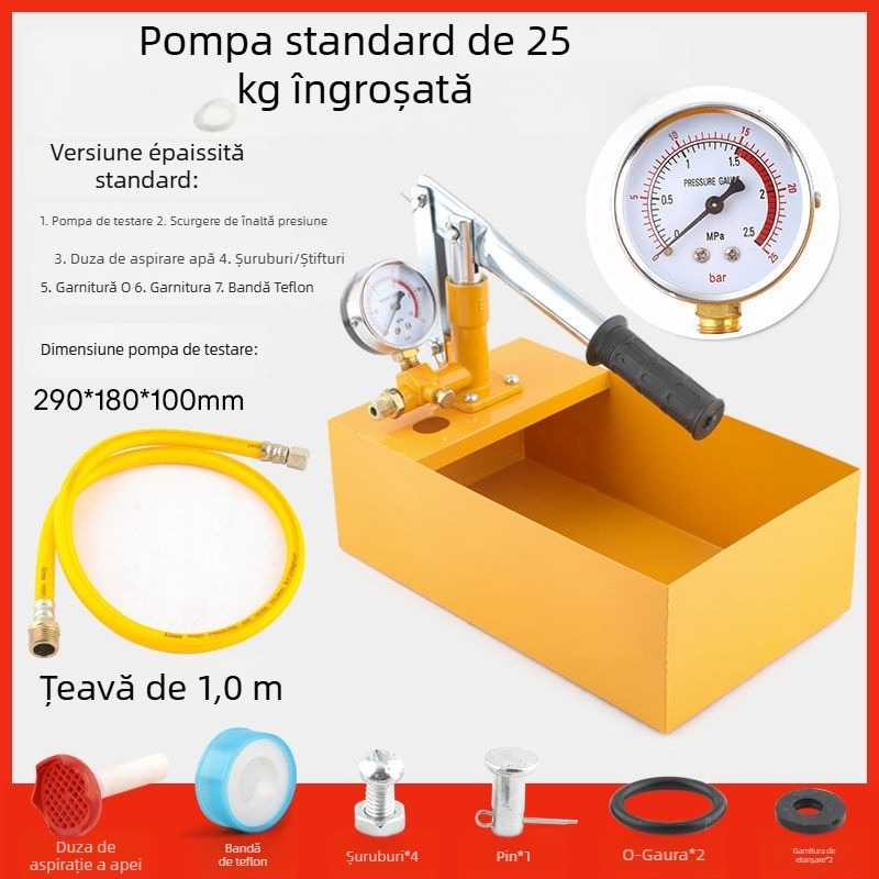 Pompă manuală de testare a presiunii pentru țevi PPR, detector de scurgeri pentru încălzire prin pardoseală, pompă de creștere a presiunii pentru instalații de apă casnice