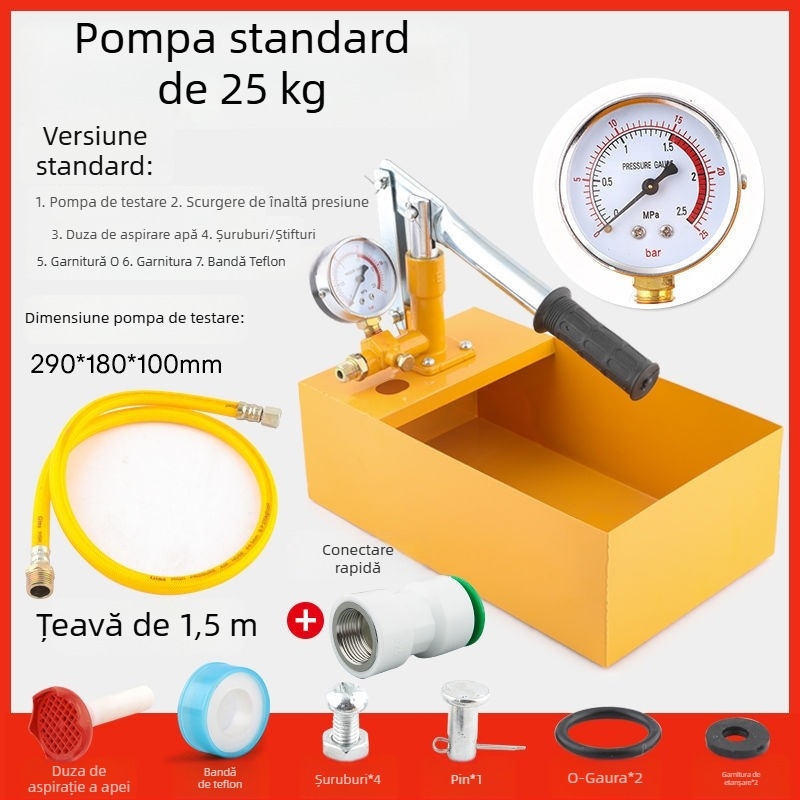 Pompă manuală de testare a presiunii pentru țevi PPR, detector de scurgeri pentru încălzire prin pardoseală, pompă de creștere a presiunii pentru instalații de apă casnice