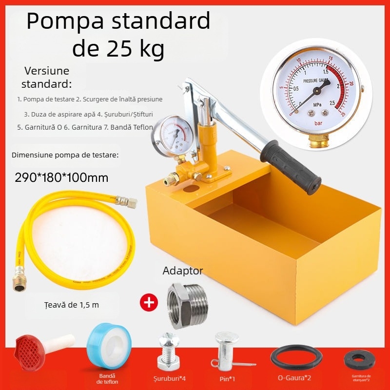 Pompă manuală de testare a presiunii pentru țevi PPR, detector de scurgeri pentru încălzire prin pardoseală, pompă de creștere a presiunii pentru instalații de apă casnice