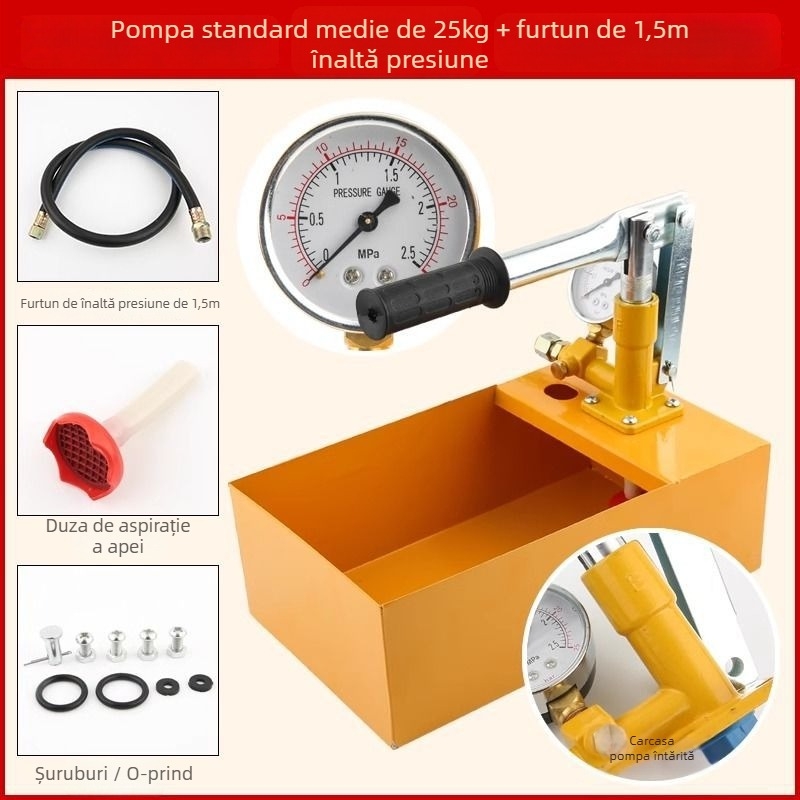 Pompă manuală de testare a presiunii pentru țevi PPR, detector de scurgeri pentru încălzire prin pardoseală, pompă de creștere a presiunii pentru instalații de apă casnice