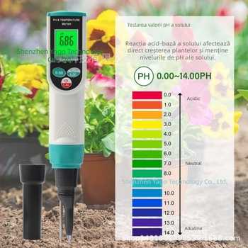 PH-2023-D YAGO: tester de sol 2-în-1 pentru pH și temperatură, sondă, interval pH 0.00-14.00