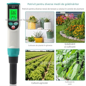 PH-2023-D YAGO: tester de sol 2-în-1 pentru pH și temperatură, sondă, interval pH 0.00-14.00