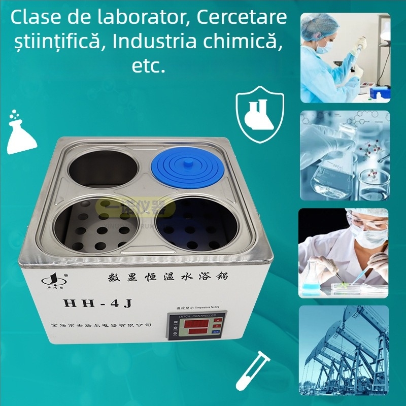 Baie de apă HH-4J, personalizabilă, afișaj digital inteligent, încălzire electrică din oțel inoxidabil, interval de temperatură de la ambientă până la 99,9°C, precizie ±0,5°C