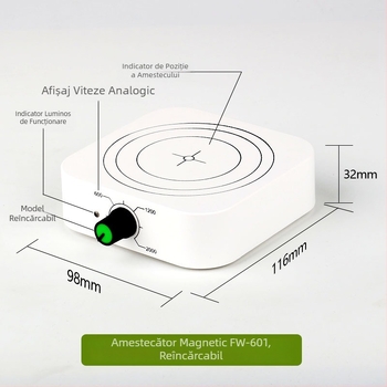 Agitator magnetic de laborator FW 501 / FW 601, capacitate 1000 ml, alimentare 110–240 V AC, tensiune de lucru 240 V, greutate 0,2 kg