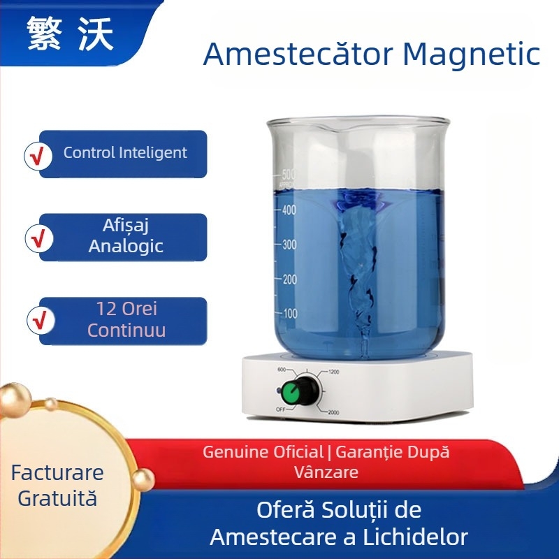 Agitator magnetic de laborator FW 501 / FW 601, capacitate 1000 ml, alimentare 110–240 V AC, tensiune de lucru 240 V, greutate 0,2 kg