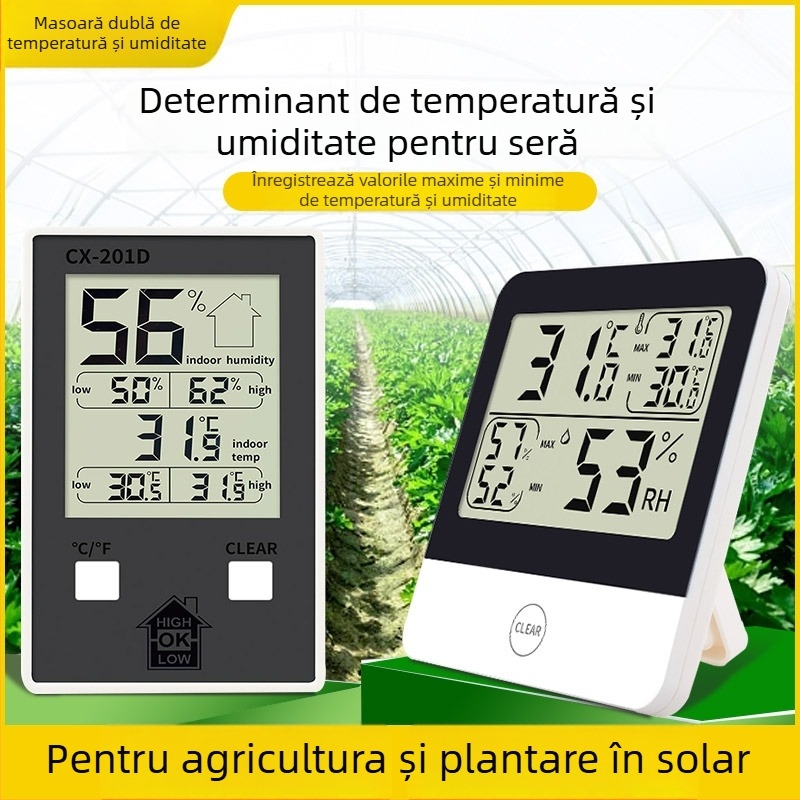 Monitor de temperatură și umiditate pentru seră, afișaj digital, înregistrări maxime/minime, model L-260