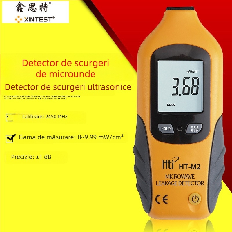 HT-M2 Detector de scurgeri microunde, măsurător de radiație electromagnetică, interval de măsurare 0–9.99 mW/cm², acuratețe ±1 dB, rezoluție 0.01, alimentare cu baterie 9V
