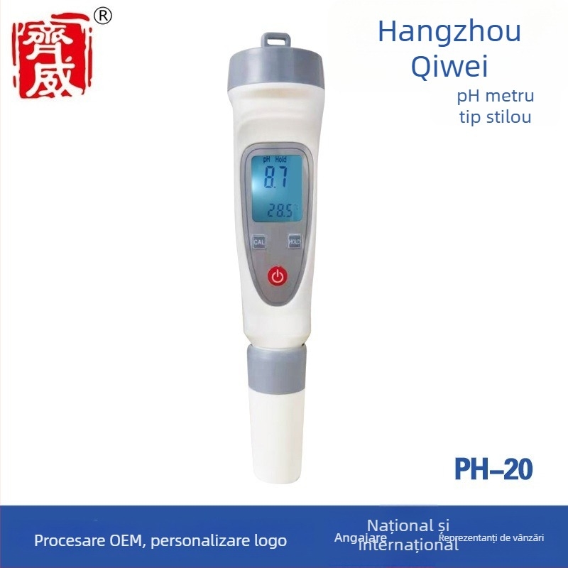 Măsurător de pH portabil PH-20 cu afișaj digital, electrodă compozită încorporată, precizie ±0,1 pH