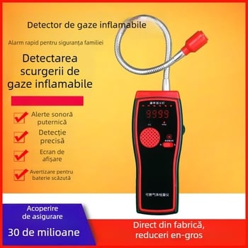 Detector portabil de gaze pentru gaze inflamabile de uz casnic, cu afișaj digital și alarmă cu sensibilitate ridicată