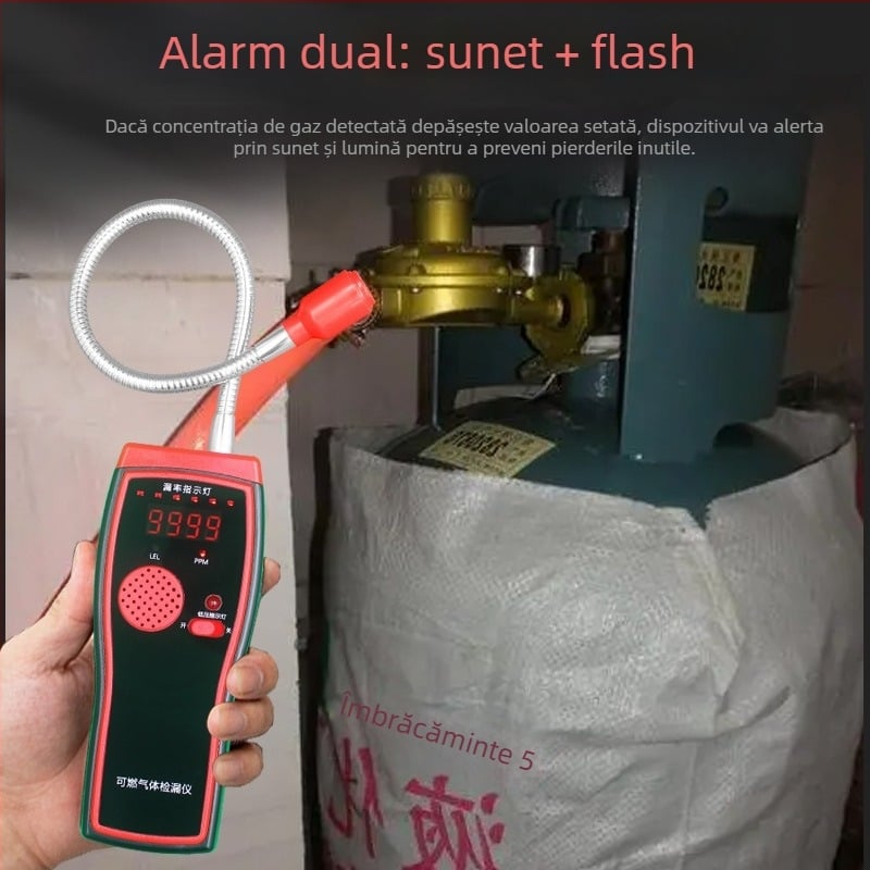 Detector portabil de gaze pentru gaze inflamabile de uz casnic, cu afișaj digital și alarmă cu sensibilitate ridicată