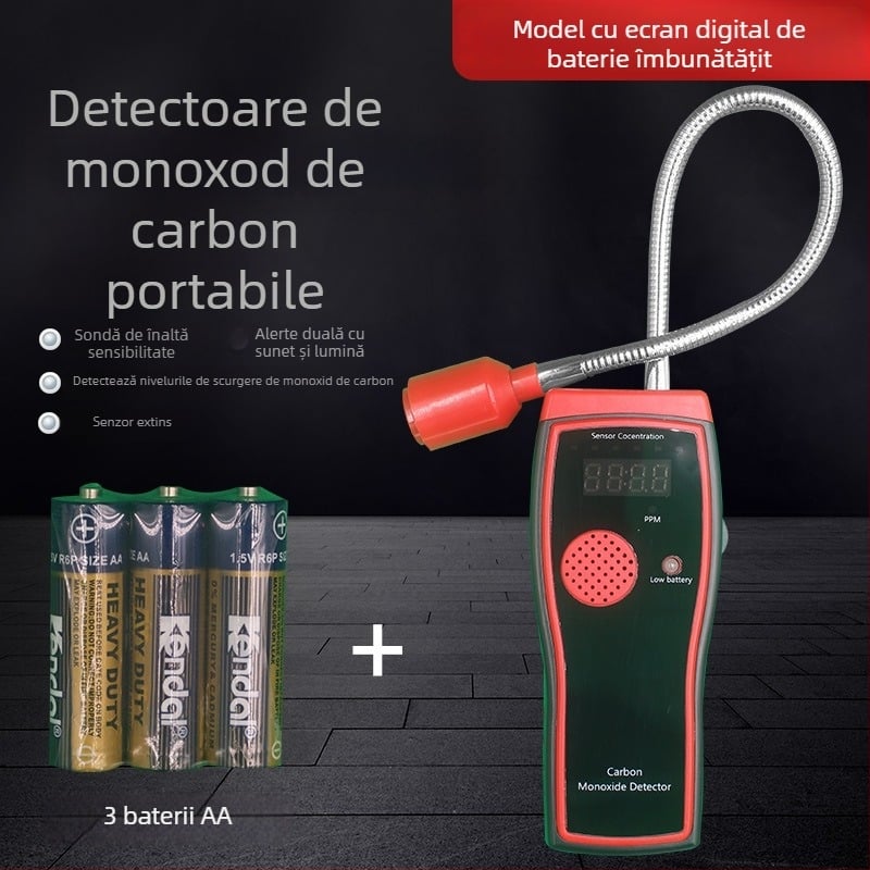 Detector portabil de gaze pentru gaze inflamabile de uz casnic, cu afișaj digital și alarmă cu sensibilitate ridicată