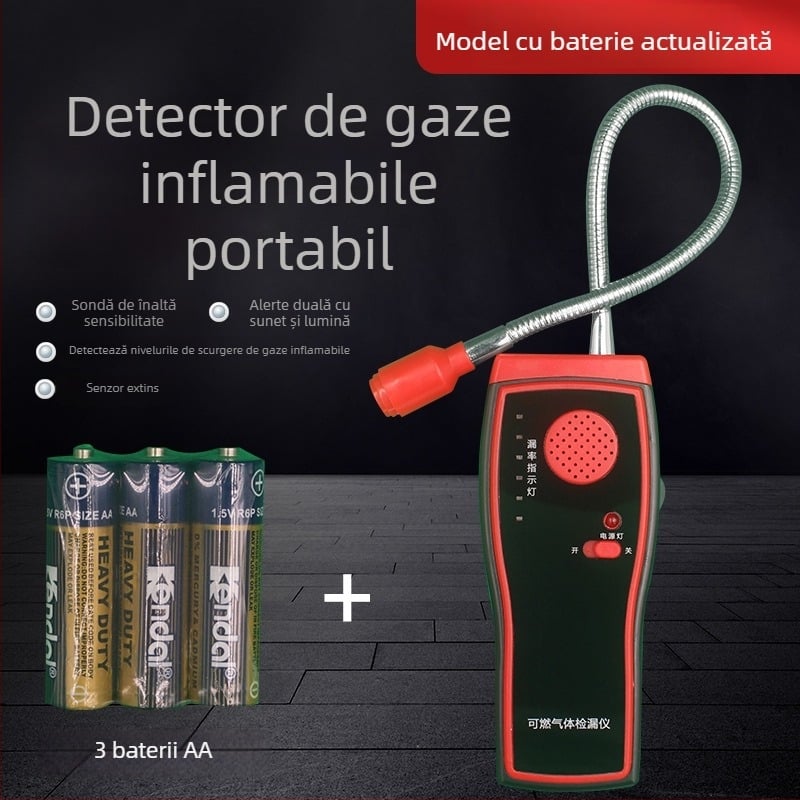Detector portabil de gaze pentru gaze inflamabile de uz casnic, cu afișaj digital și alarmă cu sensibilitate ridicată